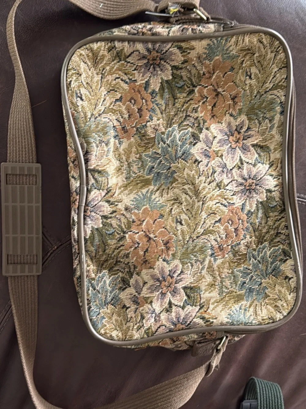 Jordace Tapestry Crossbody/ Laptop Bag - Taupe Trim